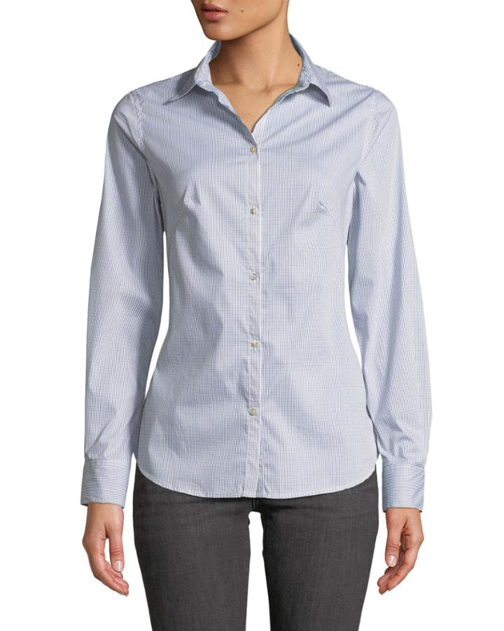 Flat-collar Pinstriped