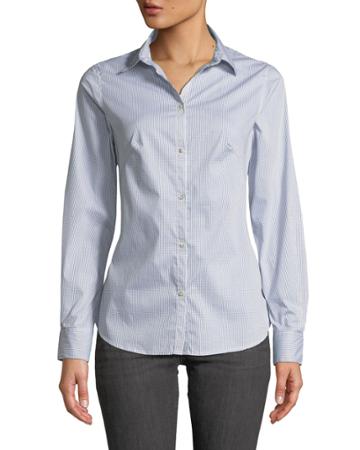 Flat-collar Pinstriped