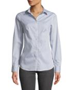 Flat-collar Pinstriped