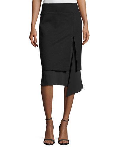 Asymmetric Flounce Georgette Skirt, Dark Gray