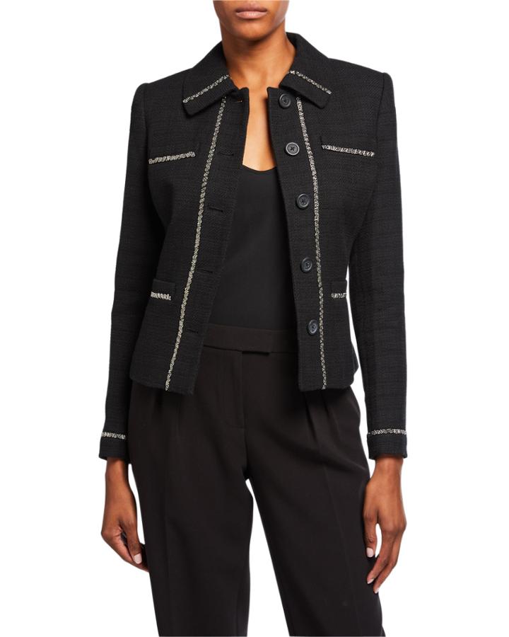 Tweed Beaded Detail Jacket