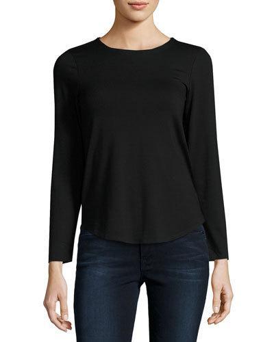 Basic Crewneck Long-sleeve Tee, Black