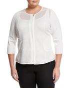 3/4-sleeve Mesh Jacket, White,