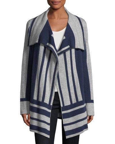 Cashmere Double-face Drape Cardigan, Navy