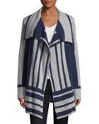 Cashmere Double-face Drape Cardigan, Navy