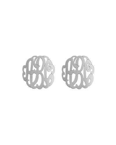 Monogram Script Button Earrings