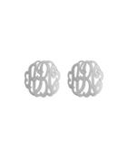 Monogram Script Button Earrings