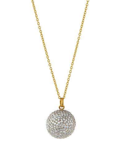 Pave Diamond Round Pendant Necklace
