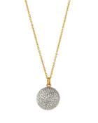 Pave Diamond Round Pendant Necklace