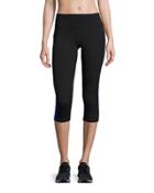 Contrast-panel Performance Capri Leggings, Black/cobalt Ink