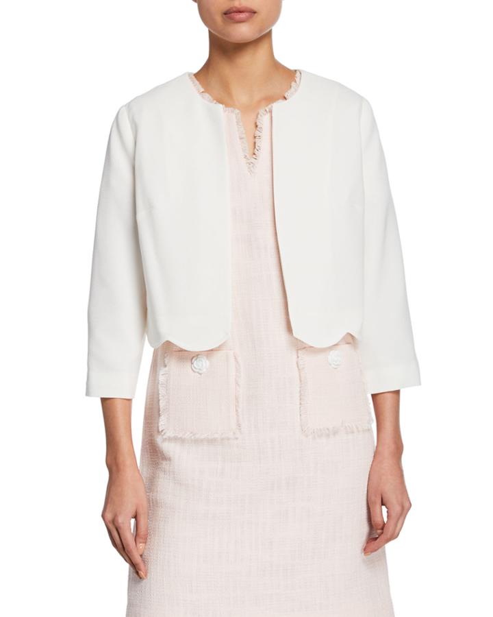 Scolloped Hem Open-front Jacket