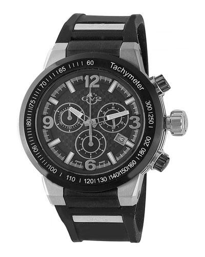 44mm Novara Men's Watch W/ Silicone Strap, Black/gunmetal