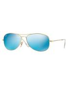 Metal Aviator Sunglasses, Golden/blue