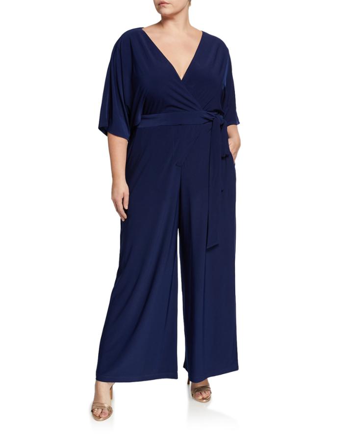 Plus Size V-neck V-neck Self-tie Wide