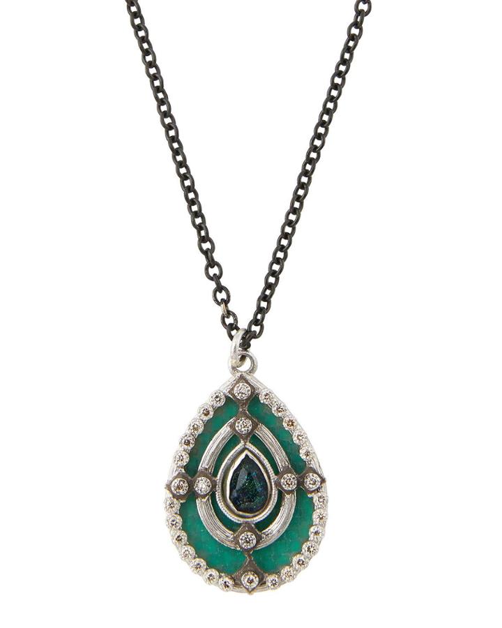 New World Mosaic Pear Pendant Necklace