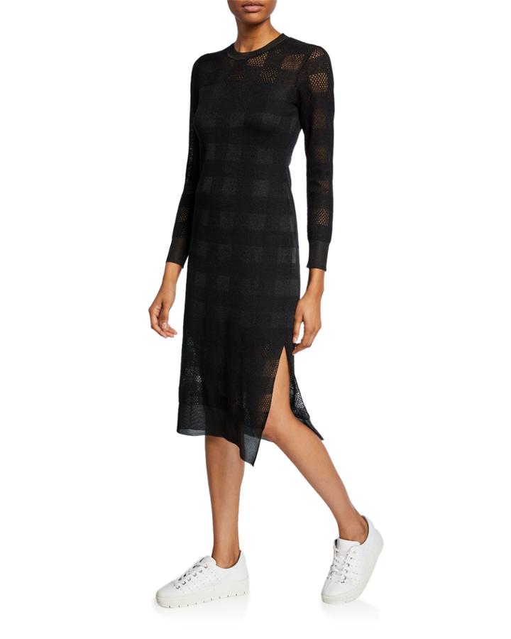 Charlotte Knit Plaid Long-sleeve Dress