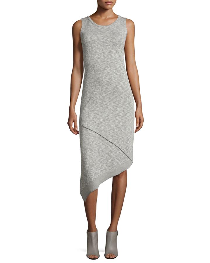 Neiman Marcus Active Asymmetric Tank Dress, Gray, Women's, Size: Large, Gryspcdy