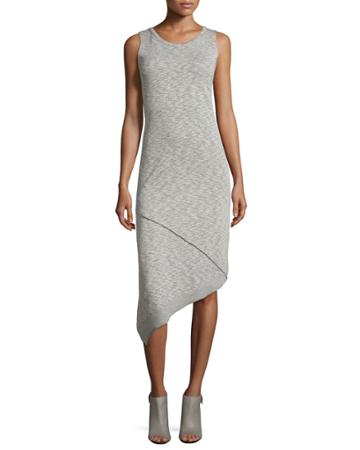 Neiman Marcus Active Asymmetric Tank Dress, Gray, Women's, Size: Large, Gryspcdy