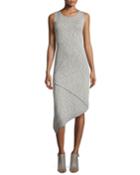 Neiman Marcus Active Asymmetric Tank Dress, Gray, Women's, Size: Large, Gryspcdy