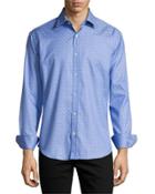 Scroll-print Sport Shirt, Classic Blue