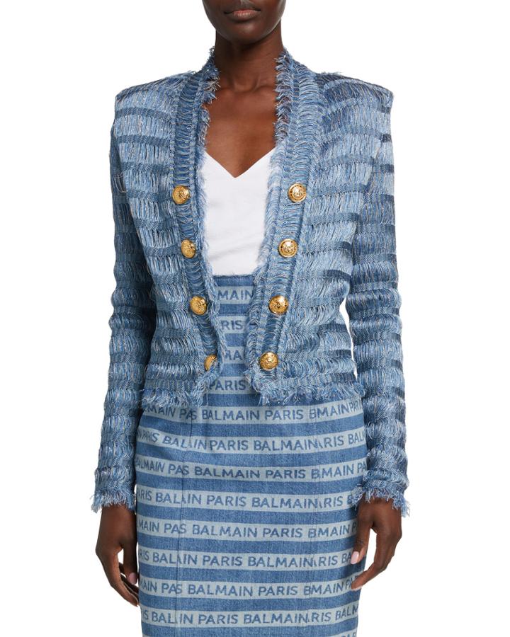 Collarless Knitted Jacket