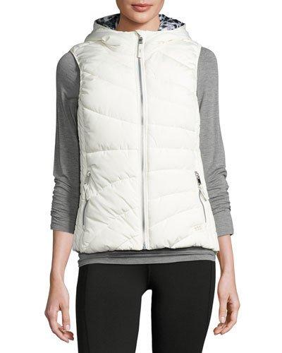 Hooded Printed-lining Puffer Vest