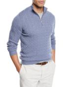 Men's Cabled Cashmere Quarter-zip
