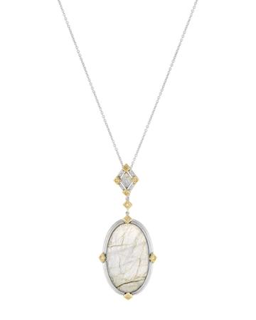 Lisse Large Oval Stone Pendant Necklace