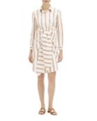 Brynlee Rosemont-stripe Long-sleeve Shirtdress W/ Tie-front Detail