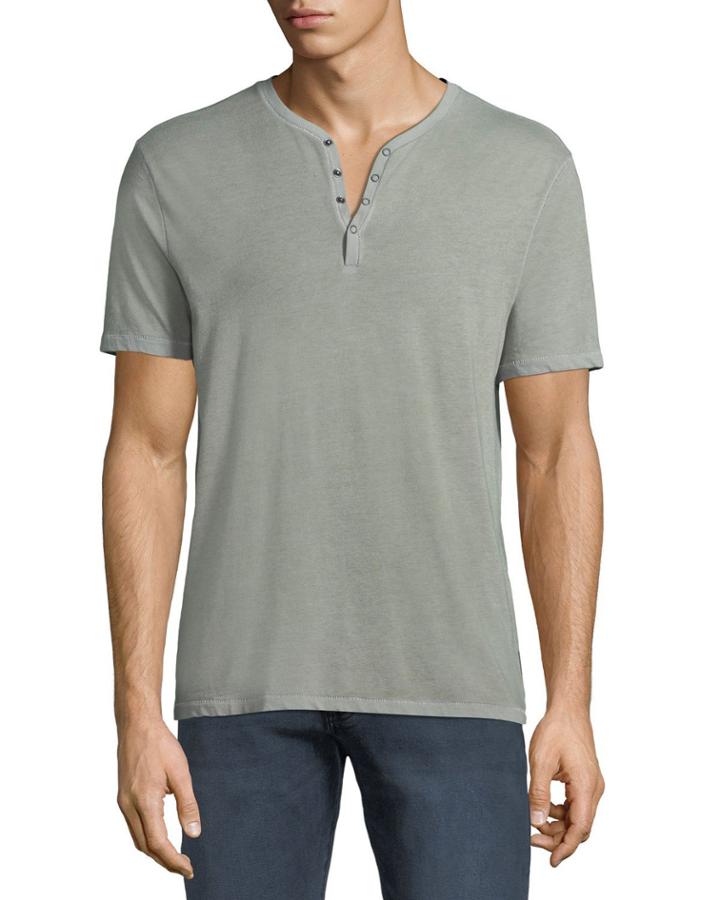Men's Short-sleeve Snap Henley