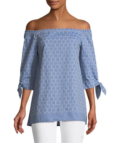 Natayla Eyelet Off-the-shoulder Blouse