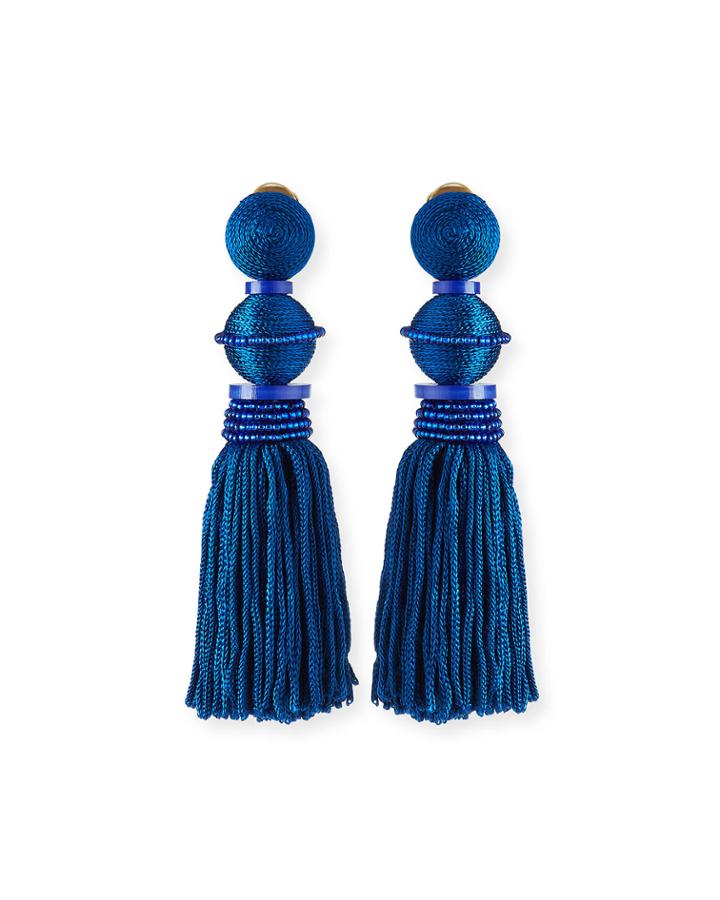 Threaded Ball & Tassel Drop Earrings