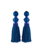 Threaded Ball & Tassel Drop Earrings