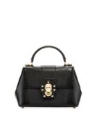 Lizard-print Calf Leather Top-handle Bag