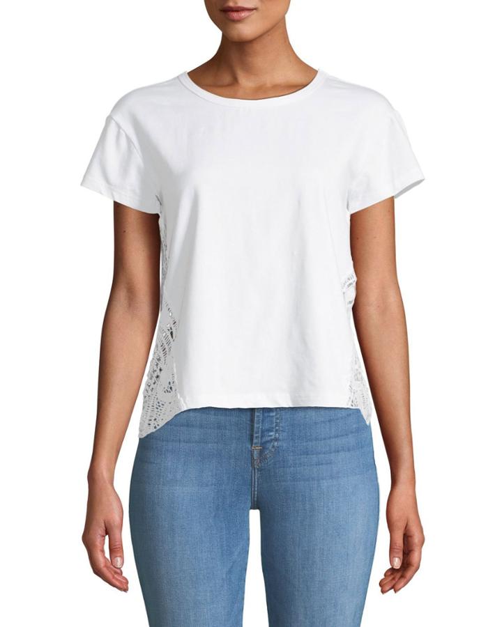 Lace-side Crewneck Tee