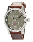 Men's 45mm Patriot Leather Watch, Brown