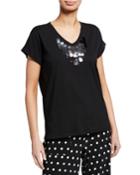 Casual T-shirt W/ Sequin V-neck Detail