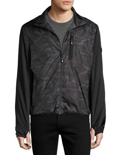 Camo-print Nylon Active Jacket, Green Pattern