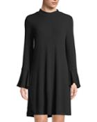 Ribbed Knit Bracelet-sleeve A-line Dress