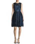 Sleeveless Fit-&-flare Lace Dress,