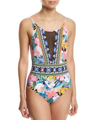 Tropicali Mesh-inset One-piece Swimsuit,