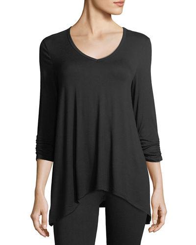 Shirred 3/4-sleeve Jersey Top