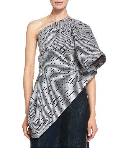 Linear-jacquard One-shoulder Top