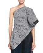 Linear-jacquard One-shoulder Top