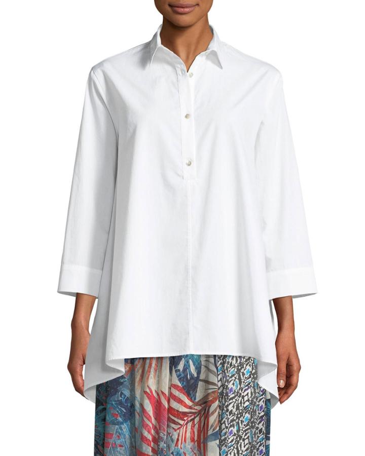 Asymmetric-hem Poplin Tunic