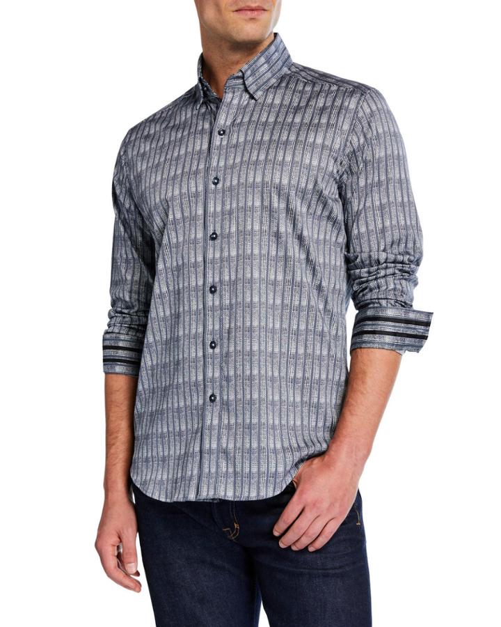 Men's Trim-fit Banyan Striped Long-sleeve