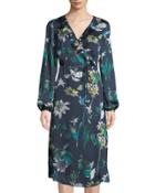 Floral-print Long-sleeve Wrap Dress