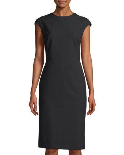 Cap-sleeve Talon Sheath Dress, Black