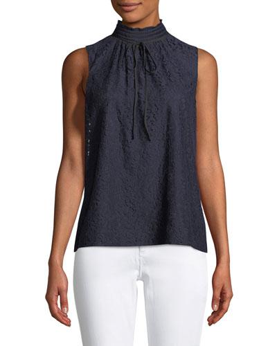 Lace Mock-neck Blouse