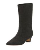 Michelle Wool Mid-calf Low-heel Boot, Dark Gary